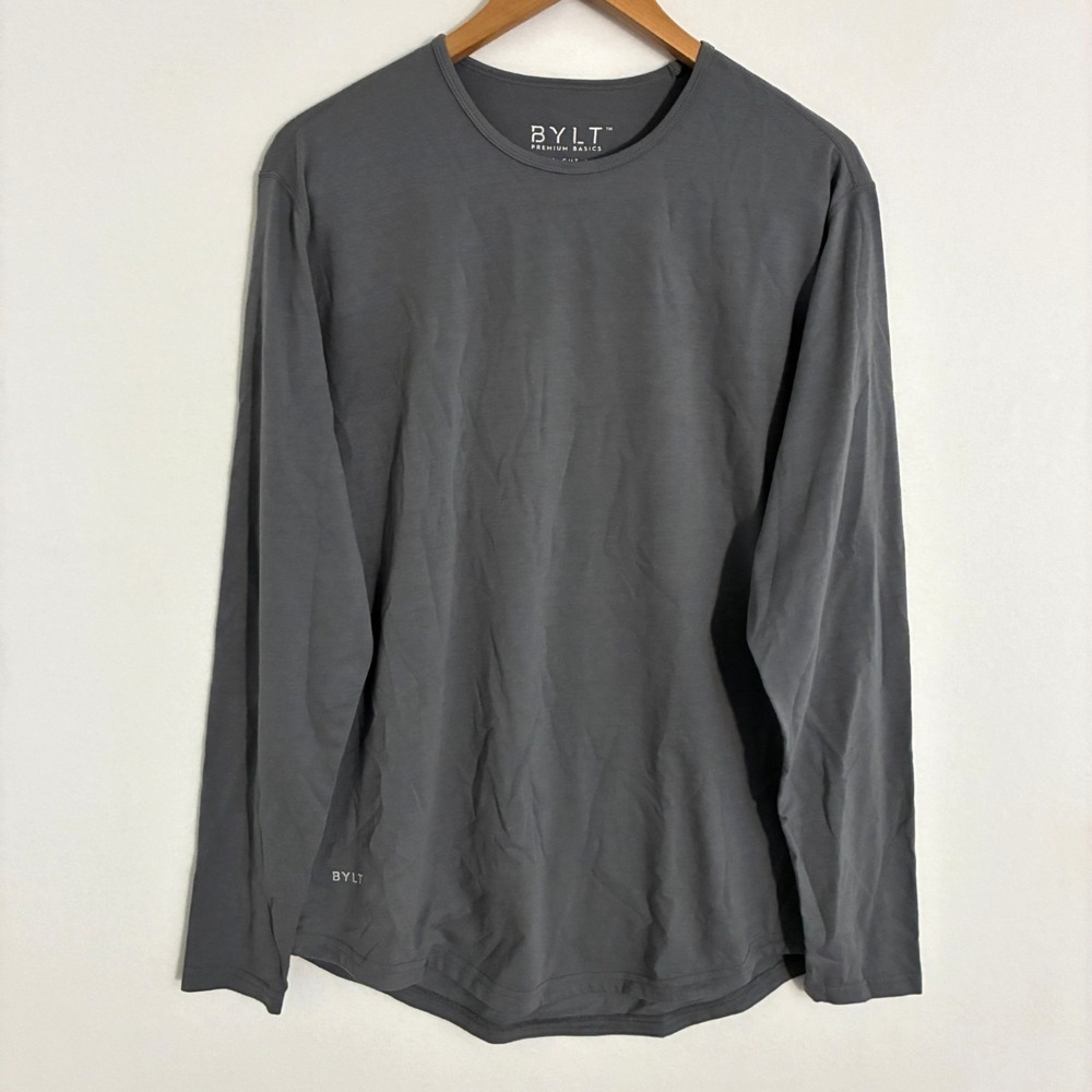 Bylt Drop Cut Shirt Mens Size M Long Sleeve Crew Neck Activewear Casual